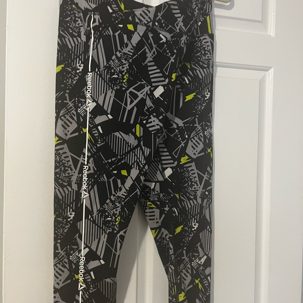 Reebok Kids Leggings - Black and Yellow Graphic